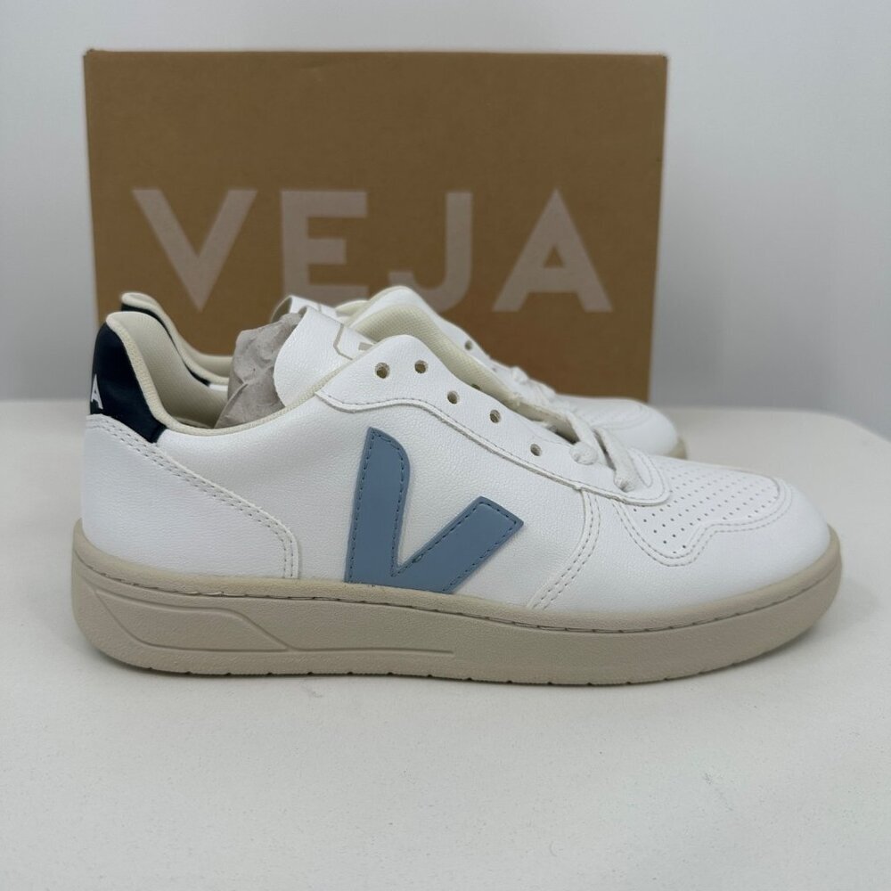 Veja V-10 CWL Sneakers sz 5 Women's 36 EU White/Steel/Nauti Vegan Leather BRAZIL - Picture 6 of 15